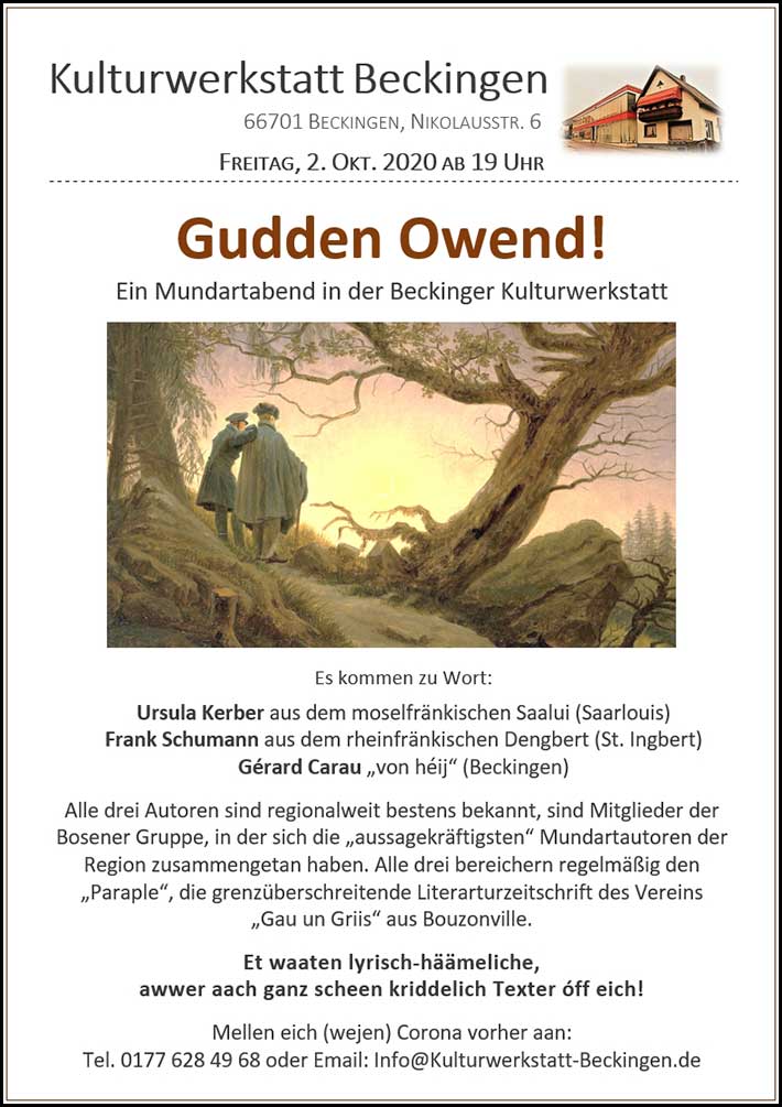 Mundartabend Beckinger Kulturwerkstatt 2020