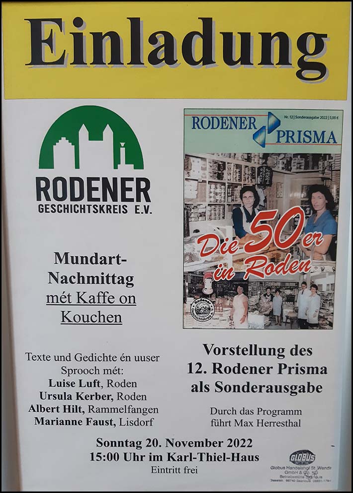 Einladung Rodener Geschichtskreis